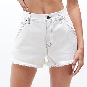 White High Waisted Carpenter Shorts